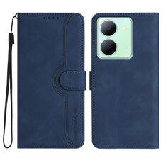 Custodia in pelle per vivo Y36 5G Global/Y36 4G Global con motivo a cuore (blu reale)