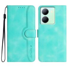 Custodia per cellulare in pelle con motivo a cuore India per vivo Y27 5G/Y36 4G (azzurro)