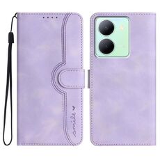 Custodia per cellulare in pelle con motivo a cuore India per vivo Y27 5G/Y36 4G (viola)