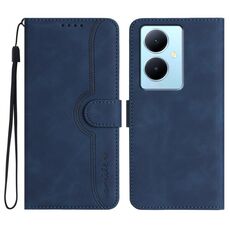 Per vivo Y78+ 5G Global/Y78 5G Global Custodia in pelle con motivo a cuore con sensazione di pelle (blu reale)