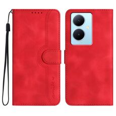 Custodia in pelle per vivo V29 Lite con motivo a cuore Skin Feel (rossa)