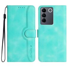 Custodia in pelle per vivo V27 5G Global/V27 Pro 5G Global con motivo a cuore (blu chiaro)