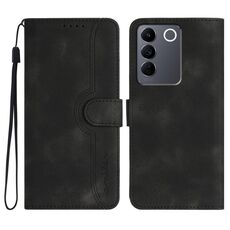 Custodia in pelle per vivo V27 5G Global/V27 Pro 5G Global con motivo a cuore (nero)