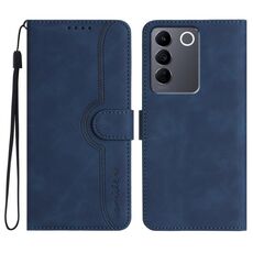 Custodia in pelle per vivo V27 5G Global/V27 Pro 5G Global con motivo a cuore (blu reale)