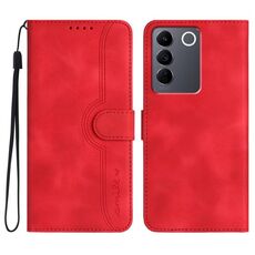 Custodia in pelle per vivo V27e 4G Global/T2 4G Global con motivo a cuore (rosso)