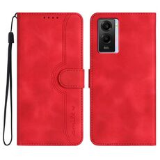 Per vivo iQOO U5e 5G/Y30 5G/Y33e 5G Custodia per telefono in pelle con motivo a cuore Skin Feel (Rosso)