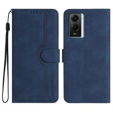 Per vivo iQOO U5e 5G/Y30 5G/Y33e 5G Custodia per cellulare in pelle con motivo a cuore (blu reale)