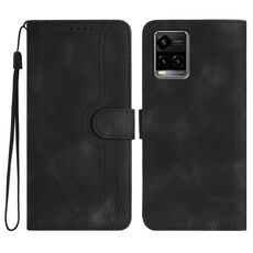Custodia per cellulare in pelle con motivo a cuore per vivo Y33s 4G Global/Y21/Y21s/Y21t (nero)