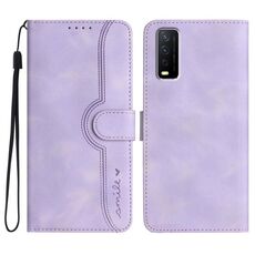 Per vivo Y20a/Y20g/Y12a Custodia in pelle con motivo a cuore Skin Feel (viola)