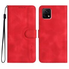 Per vivo Y52s 5G/iQOO U3/Y31s 5G Custodia in pelle con motivo a cuore Skin Feel (Rosso)