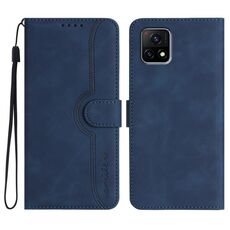 Per vivo Y52s 5G/iQOO U3/Y31s 5G Custodia per cellulare in pelle con motivo a cuore (blu reale)