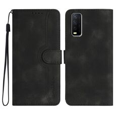 Per vivo Y20/Y20i/Y11s/Y12s/iQOO U1x Custodia per cellulare in pelle con motivo a cuore (nero)