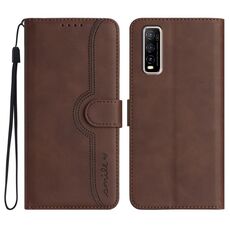 Custodia in pelle per vivo Y70s con motivo a cuore Skin Feel (marrone)