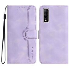 Custodia in pelle per vivo Y70s con motivo a cuore Skin Feel (viola)