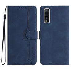 Custodia in pelle per vivo Y70s con motivo a cuore Skin Feel (blu reale)