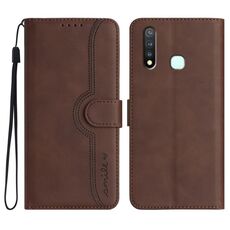 Per vivo Y19/U3/Y5s/Z5i/U20 Custodia in pelle con motivo a cuore Skin Feel (marrone)