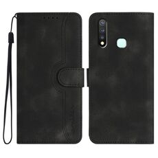 Custodia per cellulare in pelle con motivo a cuore per vivo Y19/U3/Y5s/Z5i/U20 (nera)