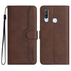 Per vivo Y17/Y15/Y12/Y11 Custodia in pelle con motivo a cuore Skin Feel (marrone)