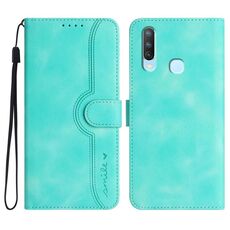 Custodia per cellulare in pelle con motivo a cuore per vivo Y17/Y15/Y12/Y11 (azzurro)