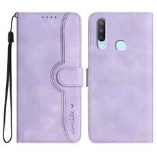 Custodia per cellulare in pelle con motivo a cuore per vivo Y17/Y15/Y12/Y11 (viola)