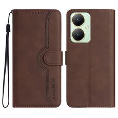 Per vivo Y27 4G Global Heart Pattern Skin Feel Custodia in pelle per telefono (marrone)