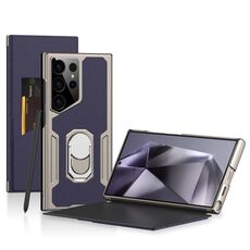 Custodia per telefono in pelle Flip GKK Armor per Samsung Galaxy S24 Ultra 5G, senza penna (viola)