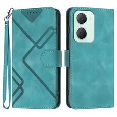 Per vivo Y03 4G Global Line Pattern Skin Feel Custodia in pelle per telefono (azzurro)
