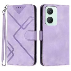 Per vivo Y03 4G Global Line Pattern Skin Feel Custodia in pelle per telefono (viola chiaro)