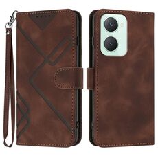 Per vivo Y03 4G Global Line Pattern Skin Feel Custodia in pelle per telefono (caffè)