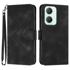 Per vivo Y03 4G Global Line Pattern Skin Feel Custodia in pelle per cellulare (nera)