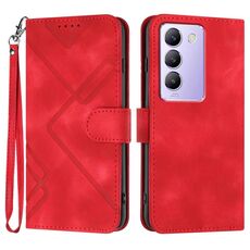 Per vivo Y100 5G IDN/Y200e 5G Global Line Pattern Skin Feel Custodia in pelle per telefono(Rosso)