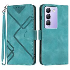 Per vivo Y100 5G IDN/Y200e 5G Global Line Pattern Skin Feel Custodia in pelle per telefono (azzurro)
