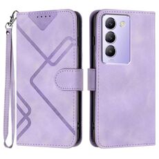Per vivo Y100 5G IDN/Y200e 5G Global Line Pattern Skin Feel Custodia in pelle per telefono (viola chiaro)