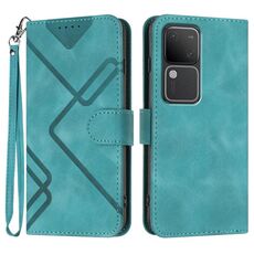 Per vivo V30 5G Global/V30 Pro 5G Global Line Pattern Skin Feel Custodia in pelle per telefono (azzurro)