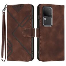 Per vivo V30 5G Global/V30 Pro 5G Global Line Pattern Skin Feel Custodia in pelle per telefono (caffè)