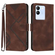 Per vivo V30 Lite 5G Global Line Pattern Skin Feel Custodia in pelle per telefono (caffè)