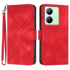 Per vivo Y27s 4G Global Line Pattern Skin Feel Custodia in pelle per cellulare (rossa)