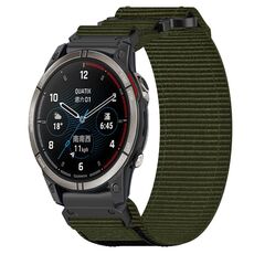Per cinturino per orologio Garmin Quatix 7 Pro da 22 mm in nylon con chiusura a strappo (verde militare)
