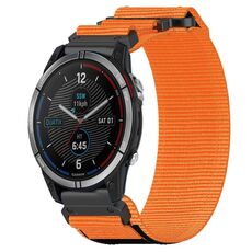 Per cinturino per orologio Garmin Quatix 7 da 22 mm in nylon con chiusura a strappo (arancione)