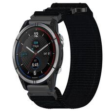 Per cinturino per orologio Garmin Quatix 7 da 22 mm in nylon con chiusura a strappo (nero)