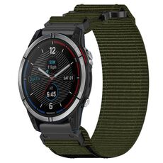Per cinturino per orologio Garmin Quatix 7 da 22 mm in nylon con chiusura a strappo (verde militare)