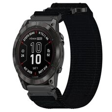 Per cinturino per orologio Garmin Fenix 7 Pro 47mm 22mm in nylon con chiusura a strappo (nero)
