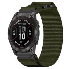Per cinturino per orologio Garmin Fenix 7 Pro 47mm 22mm in nylon con chiusura a strappo (verde militare)