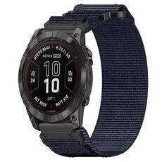 Per cinturino per orologio Garmin Fenix ​​7 Pro 47mm 22mm in nylon con chiusura a strappo (blu)