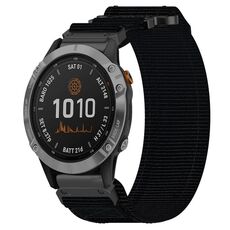 Per cinturino per orologio Garmin Fenix 7 da 22 mm in nylon con chiusura a strappo (nero)