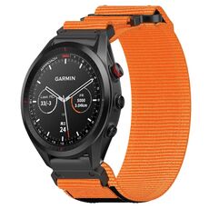 Per cinturino per orologio Garmin Approach S62 in nylon da 22 mm con chiusura a strappo (arancione)