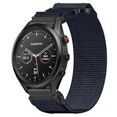 Per cinturino per orologio Garmin Approach S62 in nylon da 22 mm con chiusura a strappo (blu)