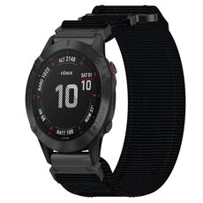 Per cinturino per orologio Garmin Fenix 6 da 22 mm in nylon con chiusura a strappo (nero)