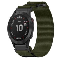 Per cinturino per orologio Garmin Fenix ​​6 da 22 mm in nylon con chiusura a strappo (verde militare)