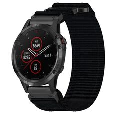 Per cinturino per orologio Garmin Fenix 5 Plus da 22 mm in nylon con chiusura a strappo (nero)